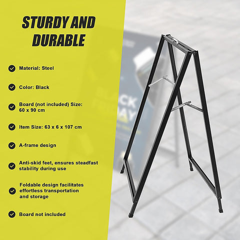 A-Frame Sign 60x90cm – Outdoor Sidewalk Steel Poster Board Display Stand
