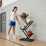 Ball Trolley Rack Display Stand For Basketball Football Storage Heavy Duty Rolling Organiser For Sports Equipment