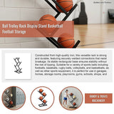 Ball Trolley Rack Display Stand For Basketball Football Storage Heavy Duty Rolling Organiser For Sports Equipment