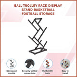 Ball Trolley Rack Display Stand For Basketball Football Storage Heavy Duty Rolling Organiser For Sports Equipment