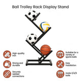 Ball Trolley Rack Display Stand For Basketball Football Storage Heavy Duty Rolling Organiser For Sports Equipment