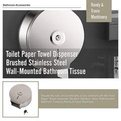 Toilet Paper Towel Dispenser Brushed Stainless Steel Wall-Mounted Bathroom Tissue