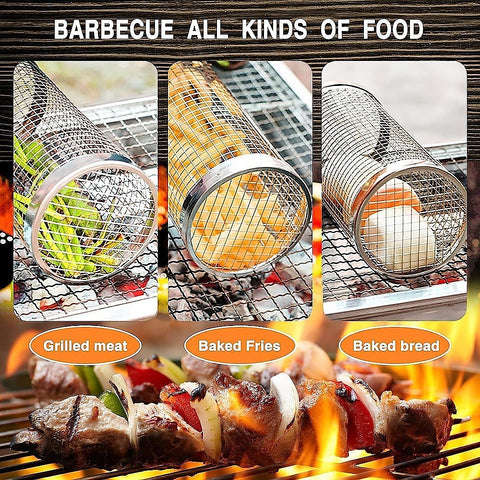 2pc BBQ Basket Round Campfire Grid Cookware