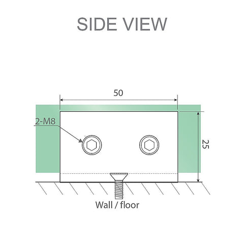 Glass-to-wall/floor Shower Screen U-Brackets in White