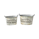 Set 2 Oval Organic Market Planter Storage Buckets 38cm