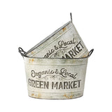 Set 2 Oval Organic Market Planter Storage Buckets 38cm