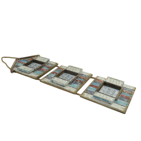 Handcrafted 3-Photo Frame Hanging Beach Houses 78cm