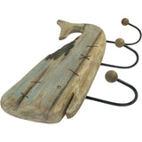 Handcrafted Whale Wall Hanging w 3 Hooks 56cm