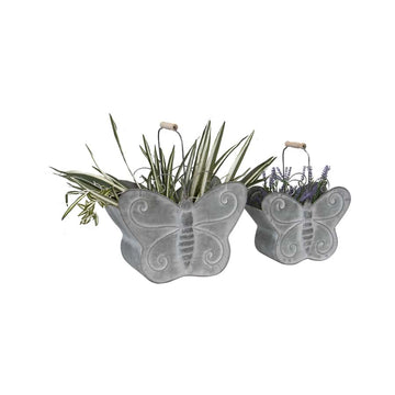Set 2 Distressed Butterfly Planters 37cm