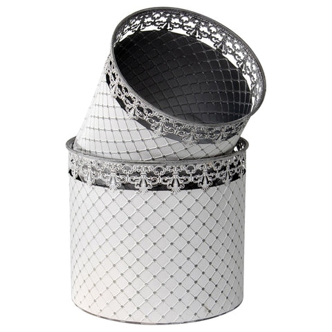 Set 2 French Country Round Planter / Storage 32cm