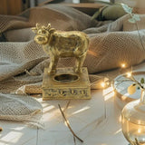 Antique Gold Cow Tealight Candle Holder 11cm