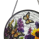 Flowers + Butterflies Stained Glass Sun Catcher 35cm