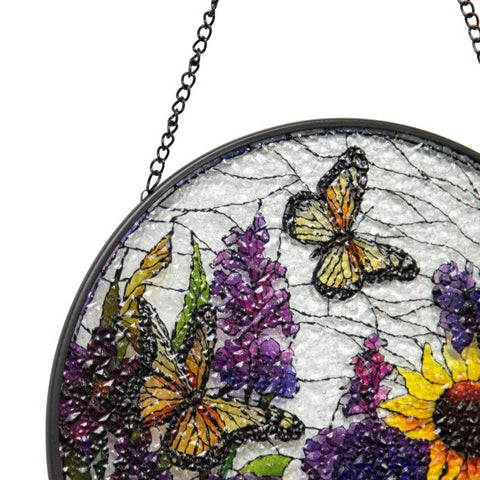 Flowers + Butterflies Stained Glass Sun Catcher 35cm