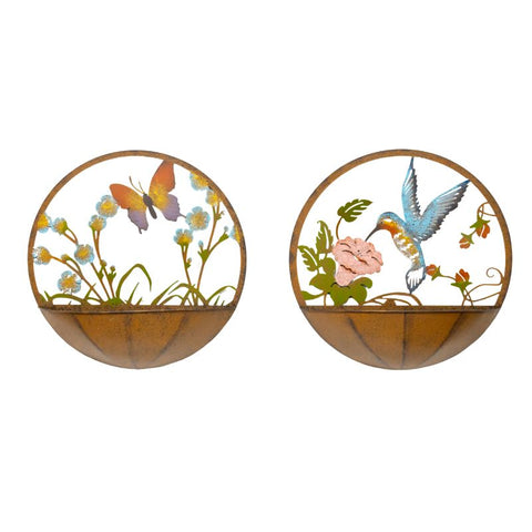 Set 2 Asst Dragonfly + Butterfly Wall Planters 39cm