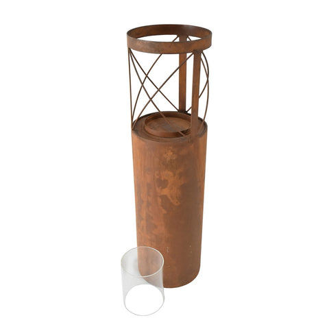 Rust Round Pillar Candle Holder 55cm
