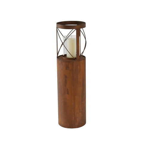Rust Round Pillar Candle Holder 55cm