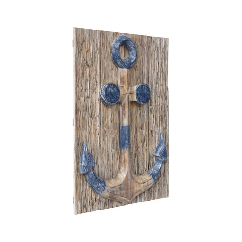 Hand-Carved Anchor Plaque Wall Art 40x60cm
