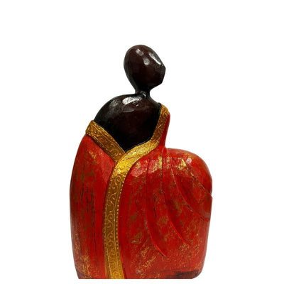 Tribal Lady Draped in Red Ornament 20x30cm