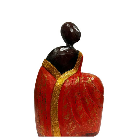 Tribal Lady Draped in Red Ornament 20x30cm