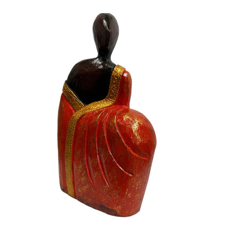 Tribal Lady Draped in Red Ornament 20x30cm