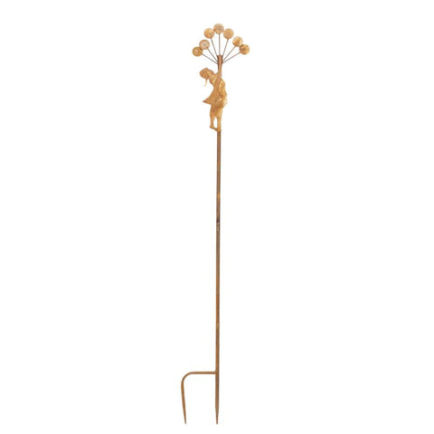 Rust Girl w Balloons Garden Stake 125cm