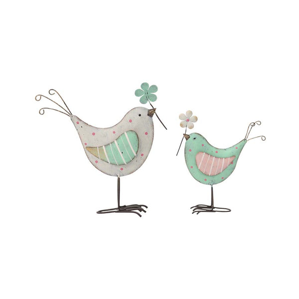 Set 2 Asst Sweetheart Birds w Flower 17cm
