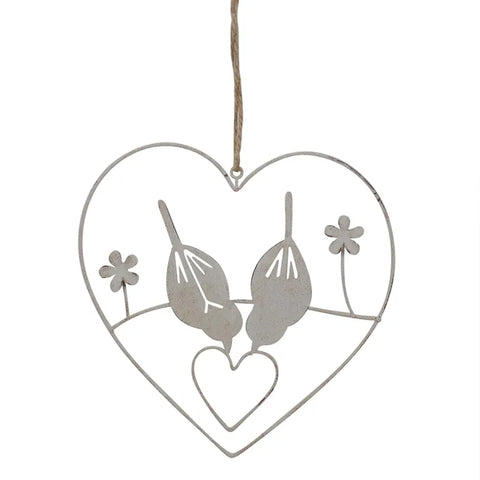 Hanging Lovebirds in Heart 15cm