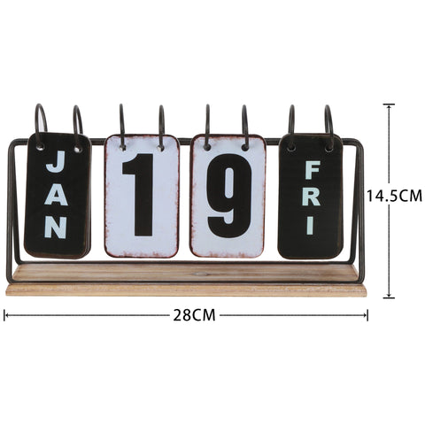 Vintage Style Table Top Calendar 28x9cm