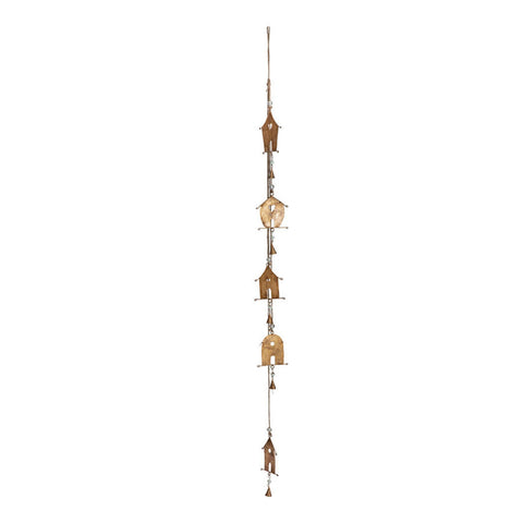 Handcrafted Houses w Bells Hanging Mobile 145cm
