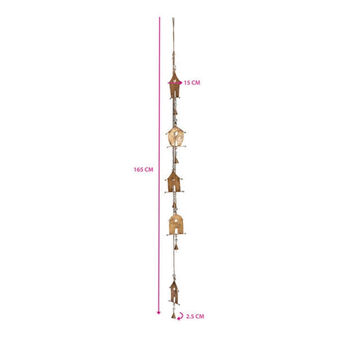 Handcrafted Houses w Bells Hanging Mobile 145cm