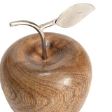 Set 2 Asst Handcrafted Apple & Pear W Antique Silver Leaf 17cm