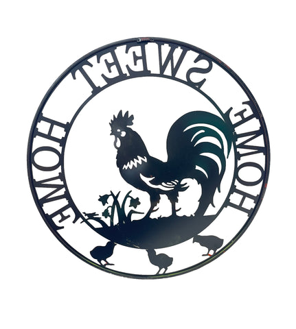 Laser Cut Rooster Home Sweet Home Wall Art 60cm