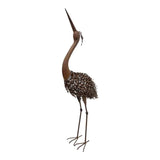 Rust Crane Bird 'Looking Up' Statue 38cm