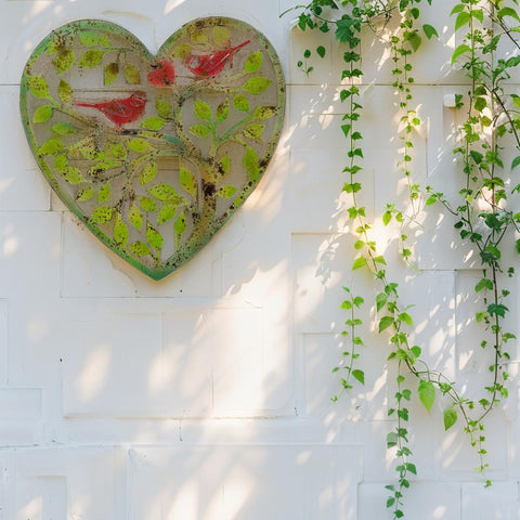 Laser Cut Heart Tree Of Life w Red Birds 45cm