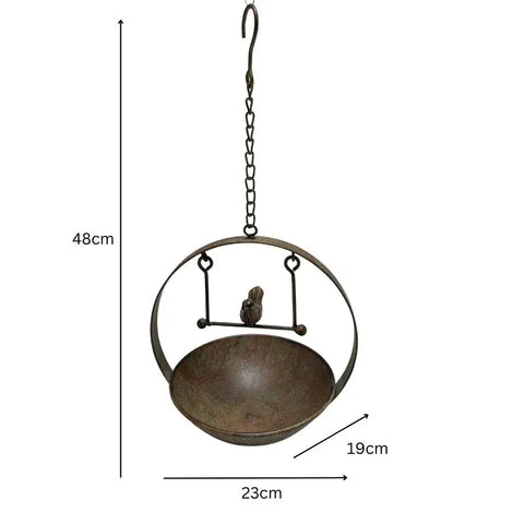 Hanging Birdfeeder w Bird On Swing 48cm