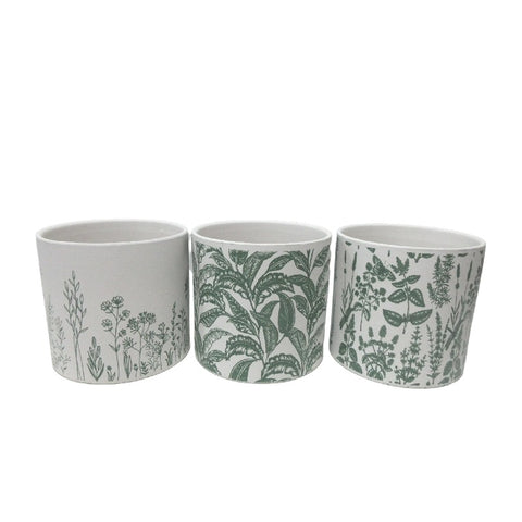 Set 3 Assorted Tropical Leaf Planters w Hole + Plug 16cm