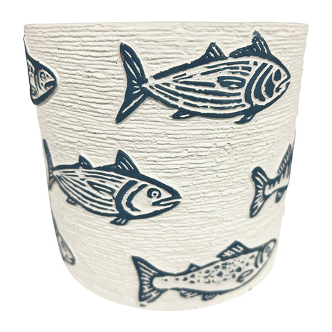 Set 3 Assorted Fish / Stripe Planters w Hole + Plug 14cm