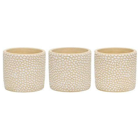 Set 3 Moulded Abstract Planters w Hole + Plug 14cm