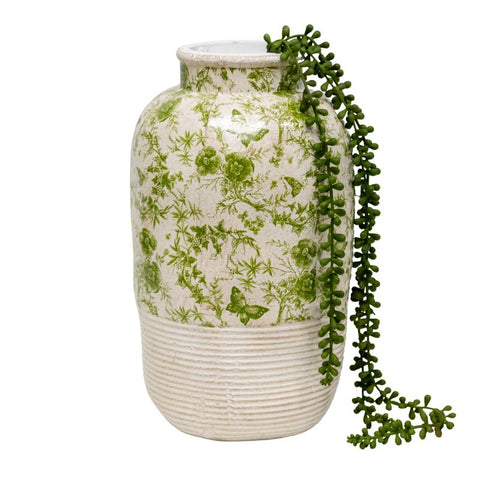 Glazed Green Stoneware Look Vase 37cm