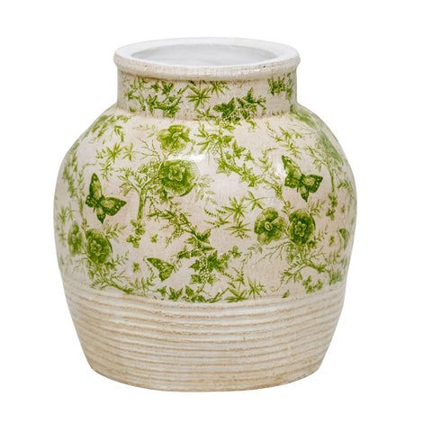 Glazed Green Stoneware Look Vase 25cm
