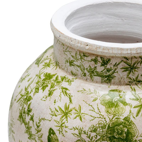 Glazed Green Stoneware Look Vase 25cm
