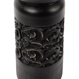 Nero Carved Pillar Candleholder 11x23cm