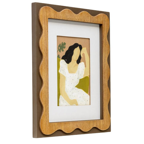 Sitting Lady in White Dress Framed Wall Art 36cm