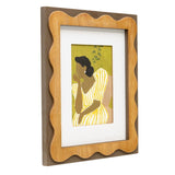 Sitting Lady in Striped Dress Frammed Wall Art 30cm