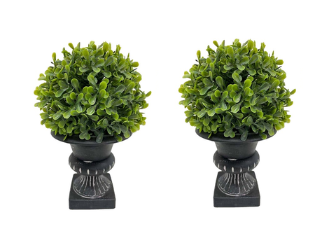 Set 2 Artificial Topiary in Urn Pot Assort 22cm