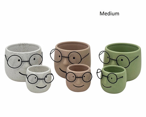 bulk 12 Ceramic Pot Planter w/ Metal Glasses 12cm