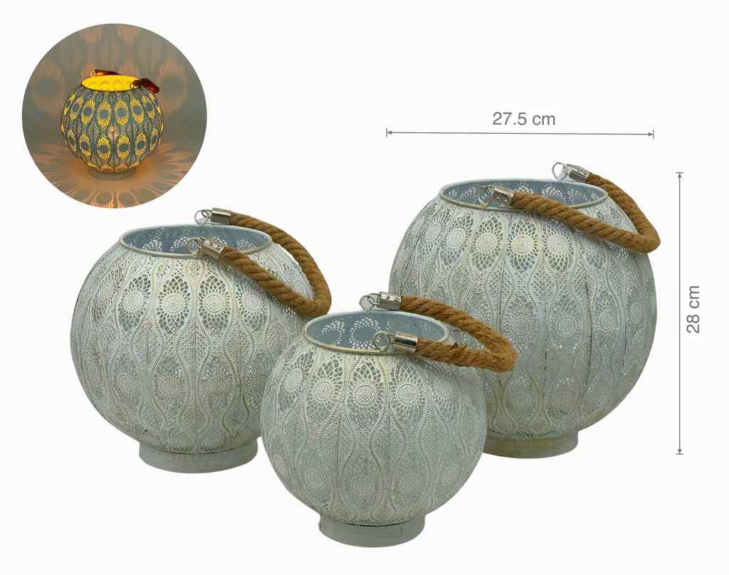 White Wash Moroccan Lantern 28cm