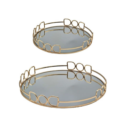Round Mirror Tray Champagne Gold 30cm