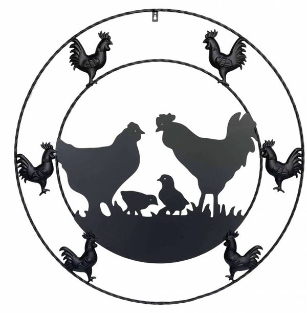 Metal Chicken Wall Art 79x79cm