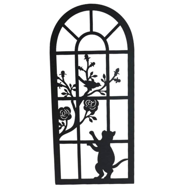 Cat By The Window Metal Wall Art 25x56cm